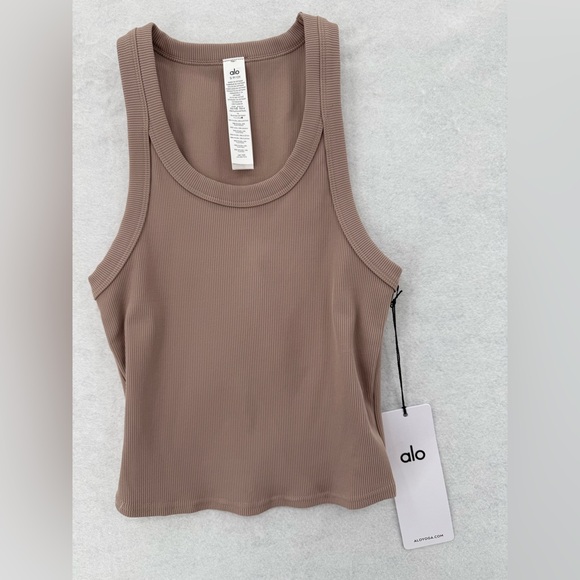 ALO Yoga Tops - NWT Alo Yoga Goddess Ribbed Go-To Tank Taupe Small